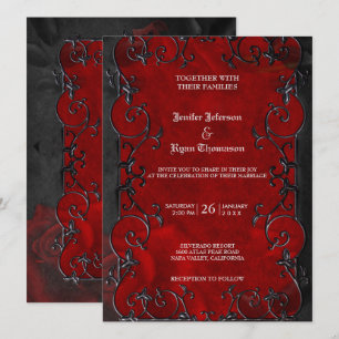 Invitación de boda de Halloween gótica elegante