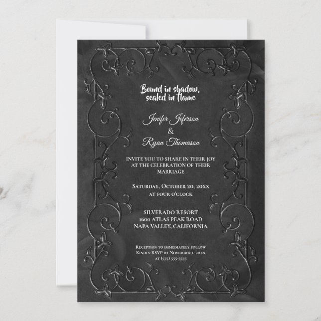 Invitación de boda de Halloween gótica oscura (Anverso)