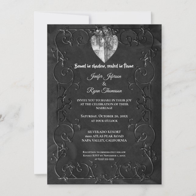 Invitación de boda de Halloween gótica oscura (Anverso)