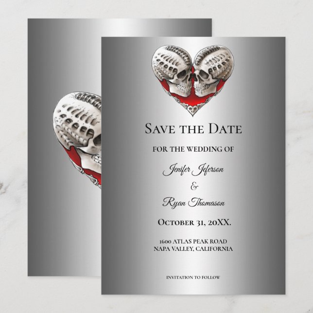 Invitación de boda de Halloween gótica para guarda (Anverso / Reverso)