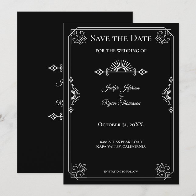 invitación de boda de Halloween gótica para guarda (Anverso / Reverso)