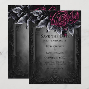 invitación de boda de Halloween gótica para guarda