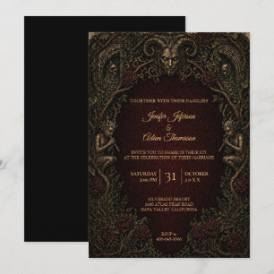 Invitación de boda de Halloween gótica vintage