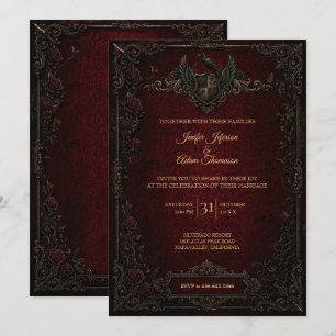 Invitación de boda de Halloween gótica vintage