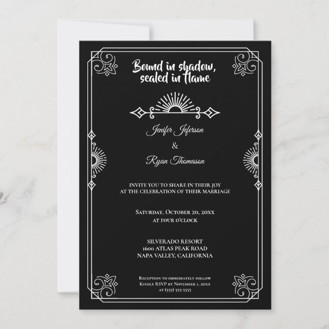 Invitación de boda de Halloween gótico (Anverso)
