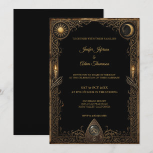 Invitación de boda de Halloween gótico celestial
