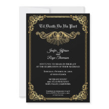 Invitación de boda de Halloween gótico dorado eleg