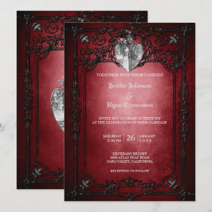 Invitación de boda de Halloween gótico elegante