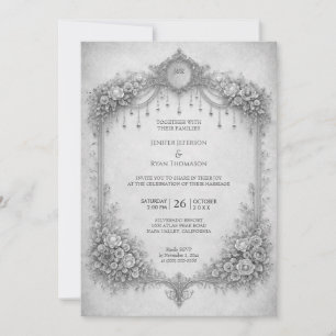Invitación de boda de Halloween gótico floral eleg