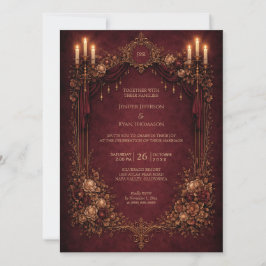 Invitación de boda de Halloween gótico floral eleg