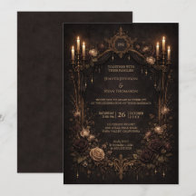 Invitación de boda de Halloween gótico floral eleg