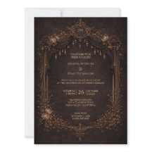 Invitación de boda de Halloween gótico floral eleg