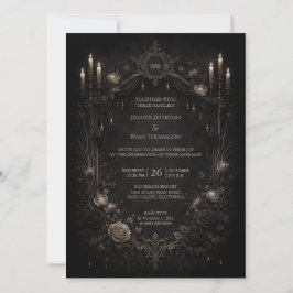 Invitación de boda de Halloween gótico floral eleg