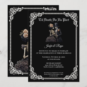 Invitación de boda de Halloween gótico oscuro