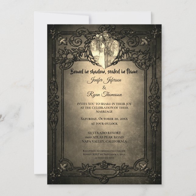 Invitación de boda de Halloween gótico oscuro (Anverso)