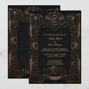 Invitación de boda de Halloween gótico oscuro