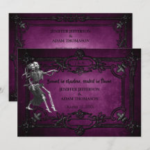 Invitación de boda de Halloween gótico púrpura