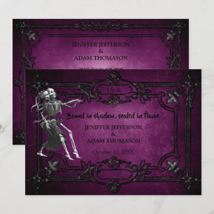 Invitación de boda de Halloween gótico púrpura
