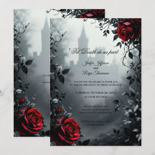 invitación de boda de Halloween gótico vintage