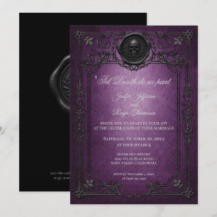 invitación de boda de Halloween gótico vintage