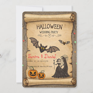 Invitación de boda de Halloween vintage en pergami