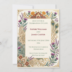 Invitación de boda de herencia escocesa india Es