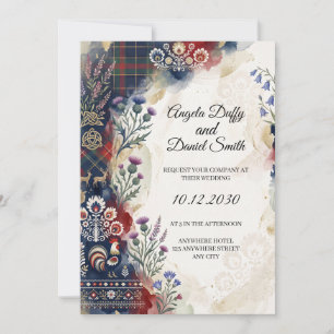 Invitación de boda de herencia italiana escocesa