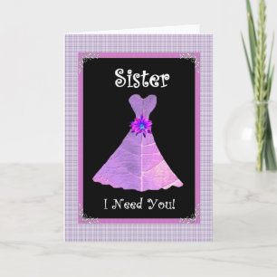 Invitación de boda de hermana - Vestido morado