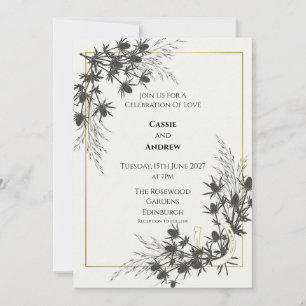 Invitación de boda de herradura de cardo escocés