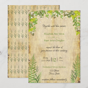 Invitación de boda de hiedra de bosque rústico con