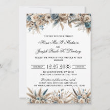 Invitación de boda de hierba de Pampas Boho
