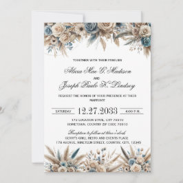 Invitación de boda de hierba de Pampas Boho