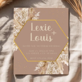 Invitación de boda de hierba de Pampas Boho — Beig