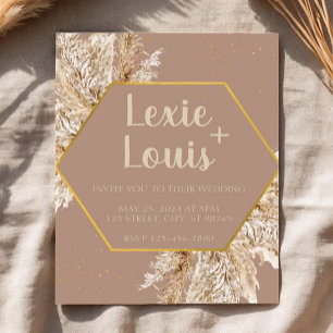 Invitación de boda de hierba de Pampas Boho — Beig