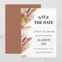 Invitación de boda de hierba de Pampas Boho floral