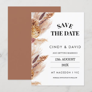 Invitación de boda de hierba de Pampas Boho floral