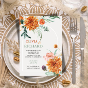 Invitación de boda de hierba de Pampas Boho textur