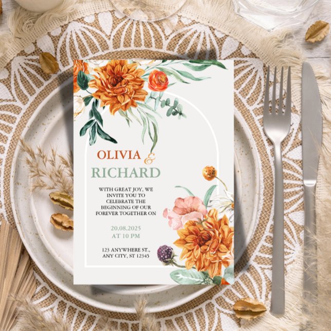 Invitación de boda de hierba de Pampas Boho textur (Subido por el creador)