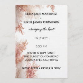 Invitación de boda de hierba de Pampas rosa polvor