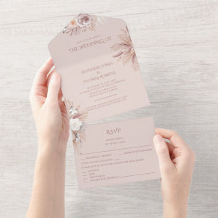 Invitación de boda de hierba de Pampas todo en uno