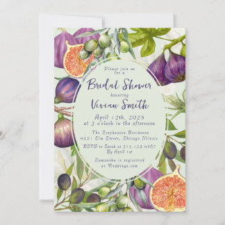 Invitación de boda de higo y olivo mediterráneo