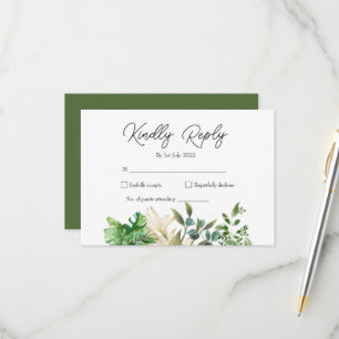 Invitación de boda de hoja botánica elegante