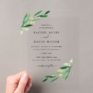 Invitación de boda de hoja de acrílico transparent