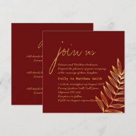 Invitación de Boda de Hoja de Cobre de Borgoña Mod