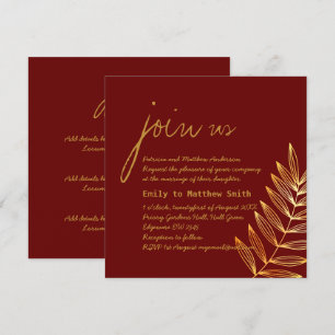 Invitación de Boda de Hoja de Cobre de Borgoña Mod