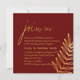 Invitación de Boda de Hoja de Cobre de Borgoña Mod