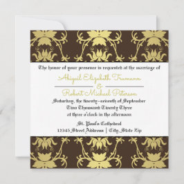 Invitación de boda de hoja de oro de estilo modern