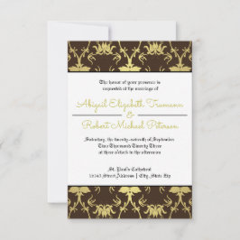 Invitación de boda de hoja de oro modernista de me