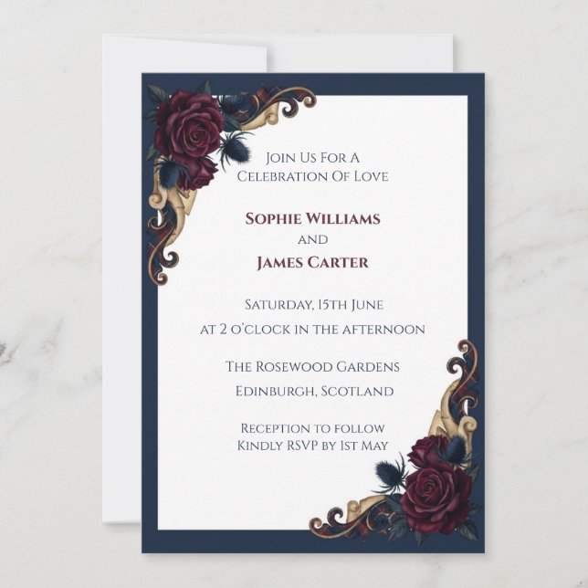 Invitación de boda de hoja de otoño de terracota (Anverso)