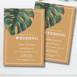Invitación de boda de hoja de palma tropical Monst